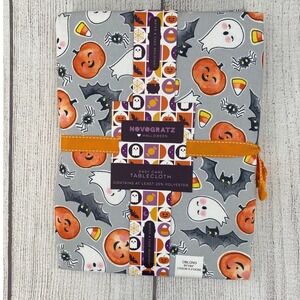 Novogratz Halloween Tablecloth 60x84 Gray Ghost Pumpkin Bat Spider Oblong